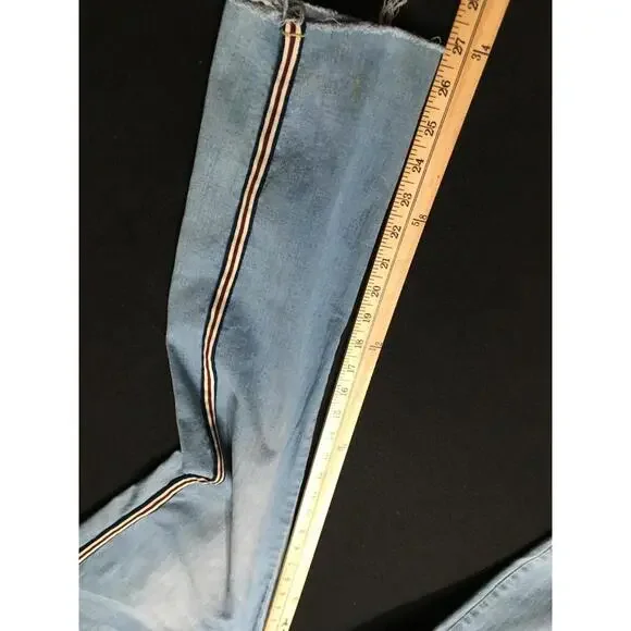 Jeans Womens  Blue Distressed Zip size 17 side piping - Picture 5 of 9